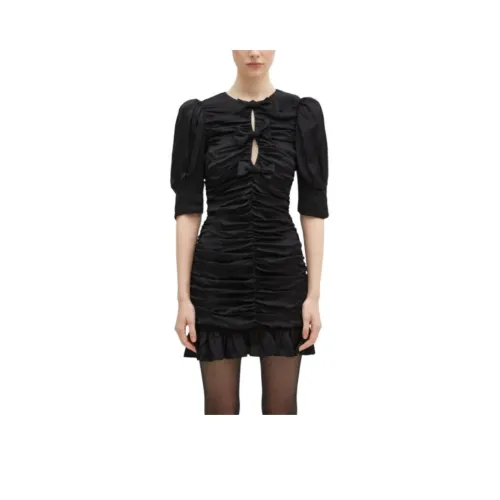 Rotate Короткий рукав Платье Женское Черное