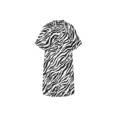 MOCO SS23 Короткий рукав Платье Женское Черное Белое с принтом Тигра
