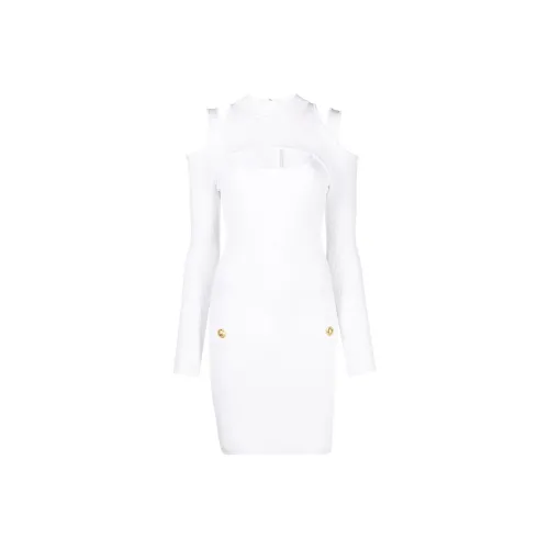 BALMAIN Белое Женское Длинное Платье с Рукавами