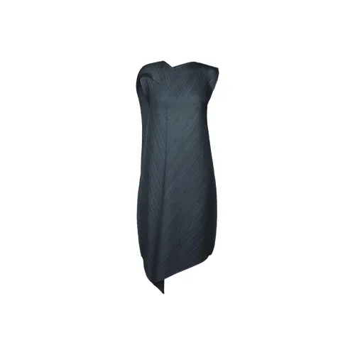 PLEATS PLEASE ISSEY MIYAKE SS25 Короткий рукав Платье Женское Морской синий