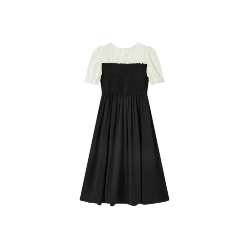 EICHITOO Короткое платье с короткими рукавами женское черная отделка