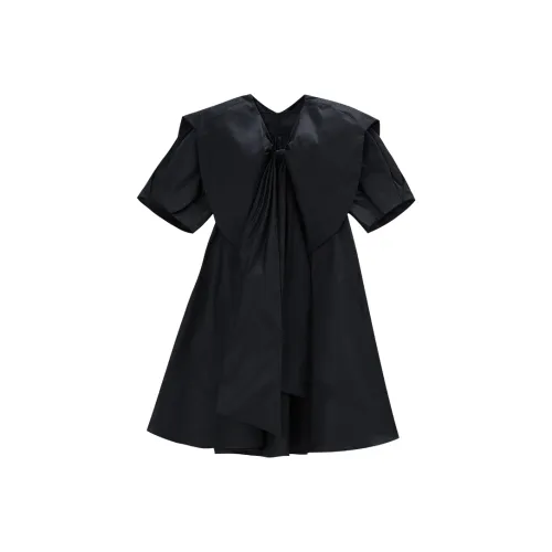 THE SEA LIFE Короткое платье с короткими рукавами женское черное маг