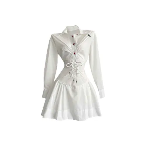 HUINIAN Длинное платье с длинными рукавами женское белое