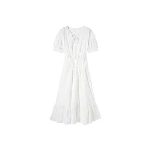 DIALOGUE Слоновая кость Женские Платья с Коротким Рукавом