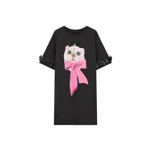 ELF SACK Короткий рукав Платье Женское Темно-серый