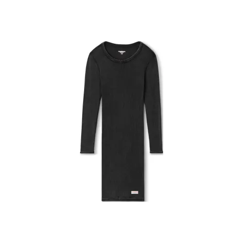 alexander wang Bodywear series Черное Женское Длинное Платье с Рукавами