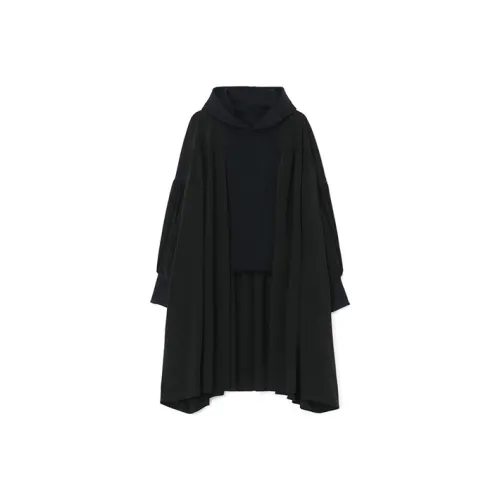 Yohji Yamamoto Черные Женские Длинные Платья с Длинными Рукавами