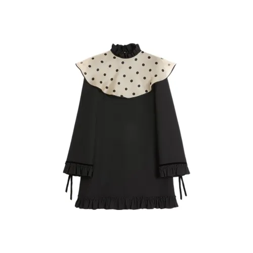 Valentino FW24 Длинное платье с длинными рукавами женское черное