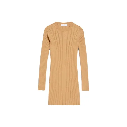 Спортивный Ma Длинное Платье с Длинными Рукавами Женское CAMEL