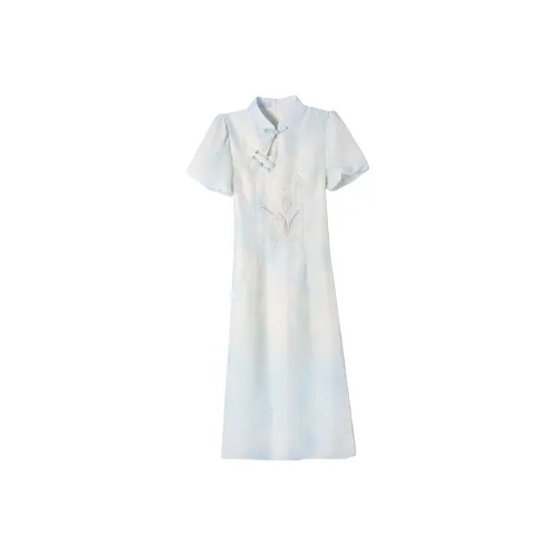 ZCDECO Короткий рукав Платье Женское Синее