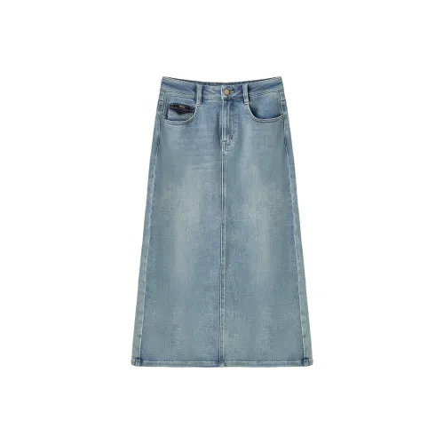 XIANGYING Деним Длинная Юбка Женская Синяя