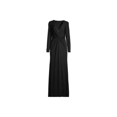 LAUREN RALPH LAUREN Длинное платье с длинными рукавами женское черное