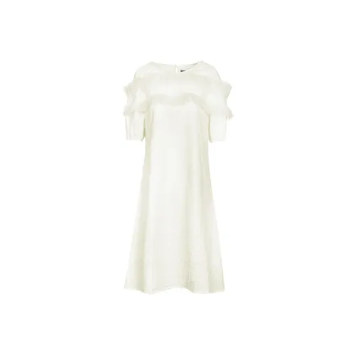 MeetMetro Короткий рукав Платье Женское Экрю