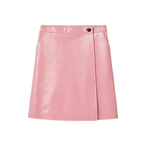 MIU MIU Naplak SS25 Кожа Длинный Юбка Женские Розовый