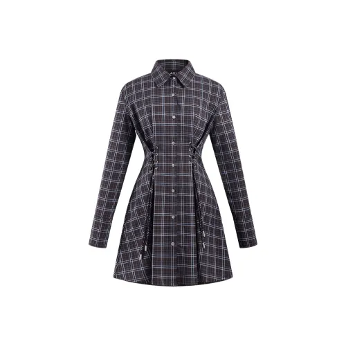 A21 Длинное платье с длинными рукавами женское коричневое синее