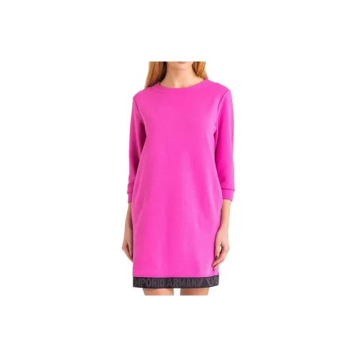 EMPORIO ARMANI SS22 Длинное платье с длинными рукавами женское розовое