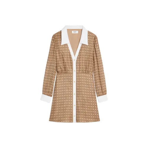 CELINE Длинное платье с длинными рукавами женское желтое