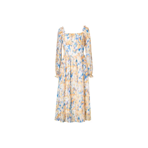 MeetMetro Длинное платье с длинными рукавами женское с принтом