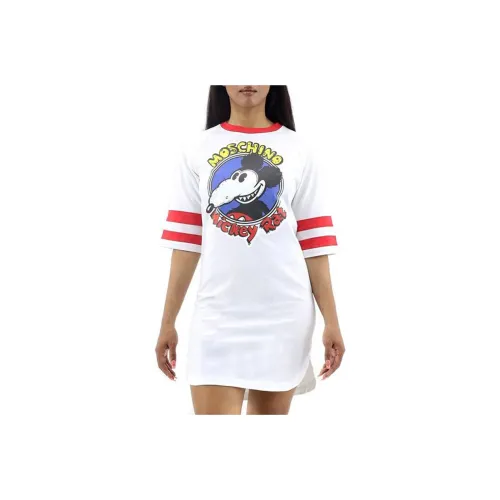 MOSCHINO Белое Женское Короткое Платье с Рукавами