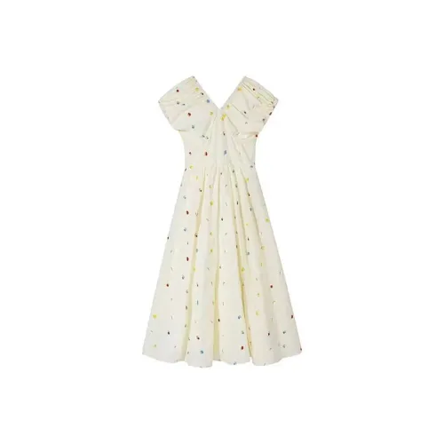 Lookinto Короткий рукав Платье Женское Белое