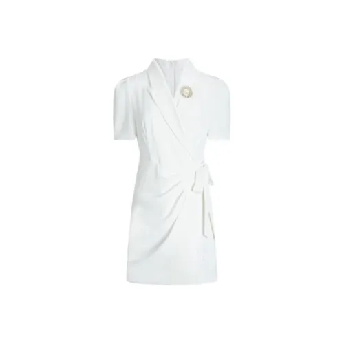 Anmani Белое Женское Короткое Платье с Рукавами