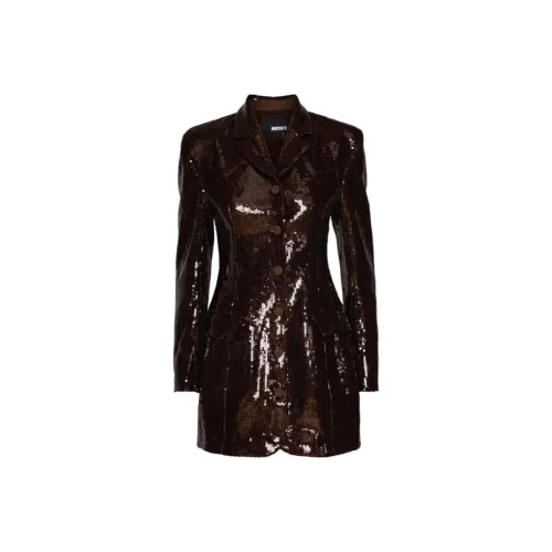 Rotate Длинное платье с длинными рукавами женское кофейное