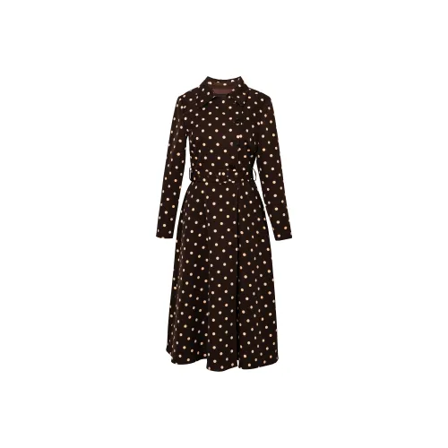 ROEYSHOUSE Длинное платье с длинными рукавами женское в горошек