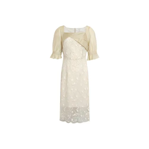 Anmani Короткий рукав Платье Женское Тростниковый Зеленый