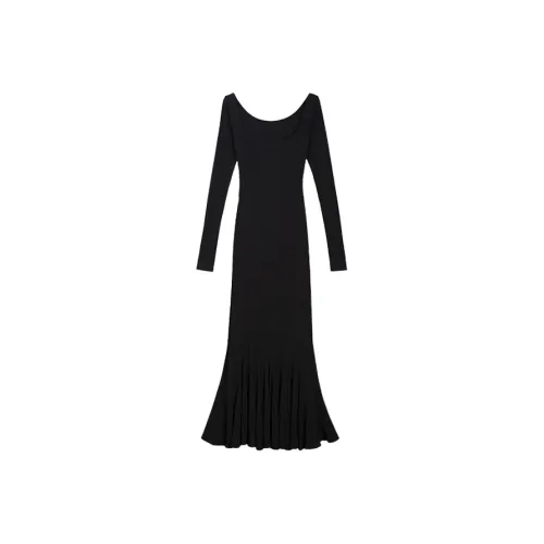 PAZZO Длинное платье с длинными рукавами женское черное