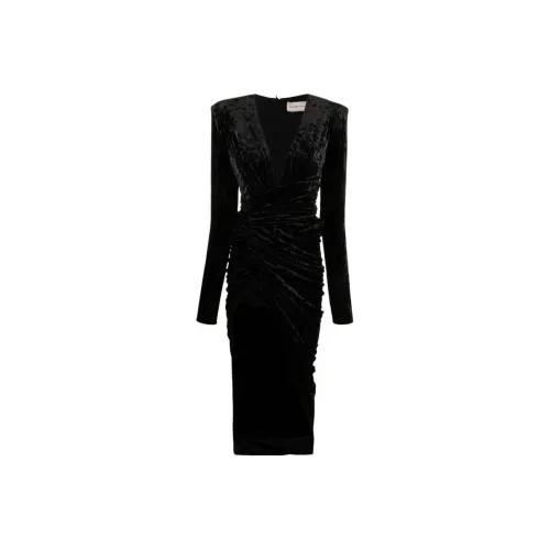 Alexandre Vauthier Черное Женское Длинное Платье с Рукавами