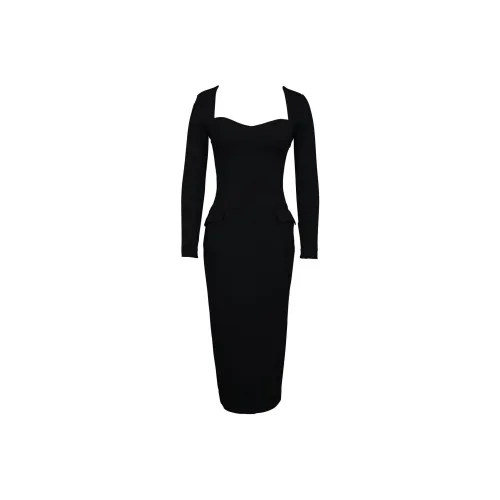 HOUSE OF CB Ella Длинное Платье с Длинными Рукавами Женское Черное Черное