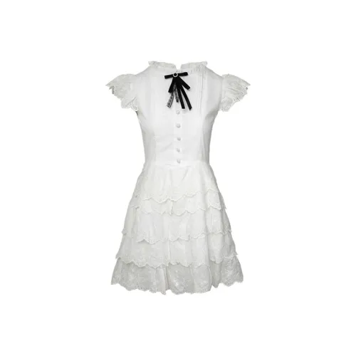 ONE PASS STUDIO Короткий рукав Платье Женское Белое