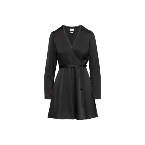 ARITZIA WILFRED Mademoiselle Satin Long Sleeve Dress Long Sleeve Dress Women's BLACK Черный