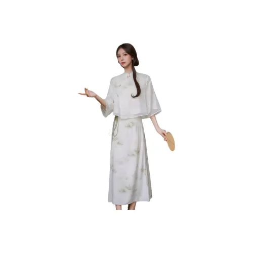 YICHEN Короткий рукав Платье Женское Светло-зеленое