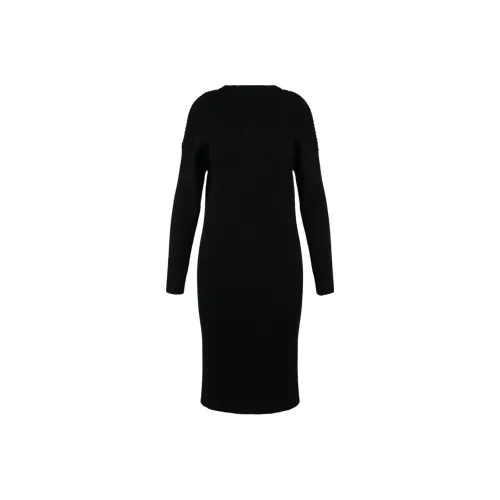 Bottega Veneta Длинное платье с длинными рукавами женское черное