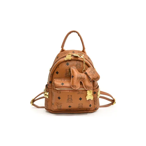 RIVMIND ПВХ Рюкзак Большой Женский Экрю Коричневый Черный