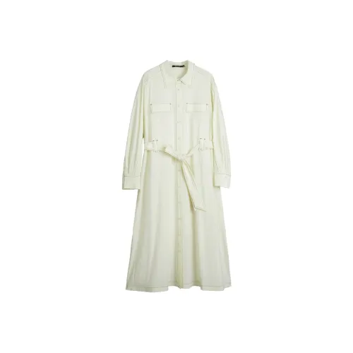 ELLE Длинное платье с длинными рукавами женское экрю