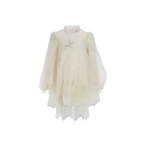 Marie Elie Абрикос Женские Длинные Платья с Рукавами