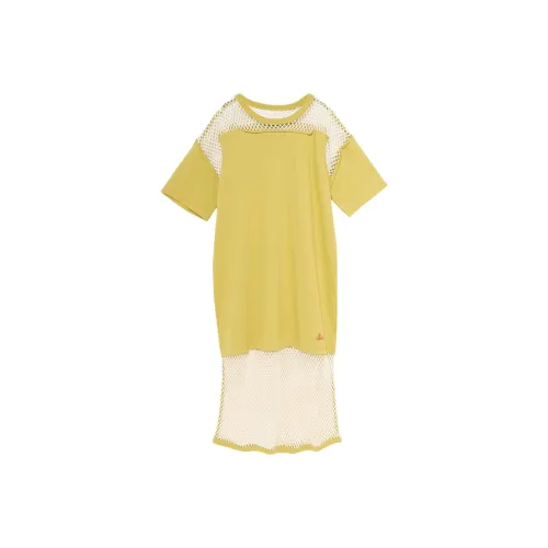 Vivienne Westwood Желтые Женские Короткие Платья с Рукавами