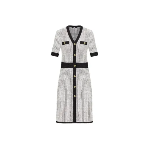 KARL LAGERFELD Короткий рукав Платье Женское Черно-белое