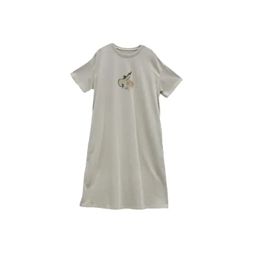 KERANPUJIAN Короткий рукав Платье Женское Dry Лесной мшистый Серый