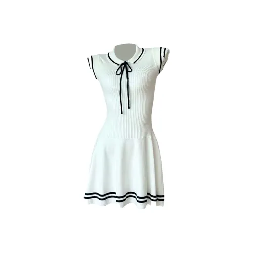 SYEEE WITH U Короткий рукав Платье Женское Белое