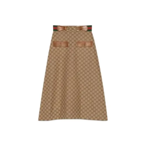 GUCCI SS22 Повседневный Длинный Юбка Женские Коричневый