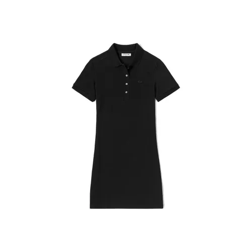 LACOSTE Черное Женское Платье с Коротким Рукавом