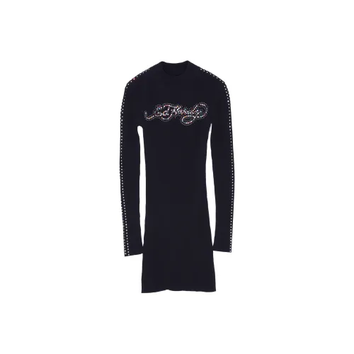 Ed Hardy Черное платье E1PAW022 женское с длинным рукавом