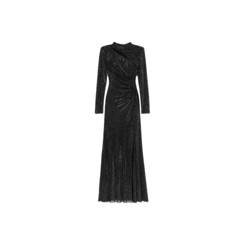 Self Portrait Длинное Платье с Длинными Рукавами Женское Классическое Черное