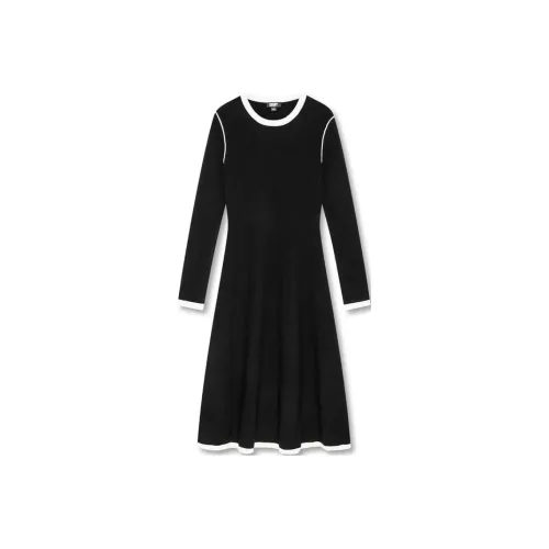 DKNY Длинное платье с длинными рукавами женское черное