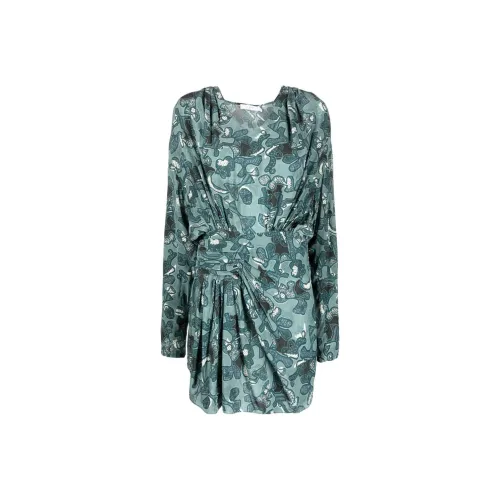 IRO NIGHT Зеленое Женское Длинное Платье с Рукавами