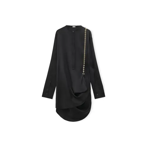 LOEWE Черное Женское Длинное Платье с Рукавами