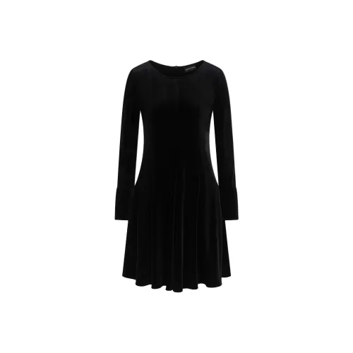 EMPORIO ARMANI SS25 Длинное Платье с Длинными Рукавами Женское Черное